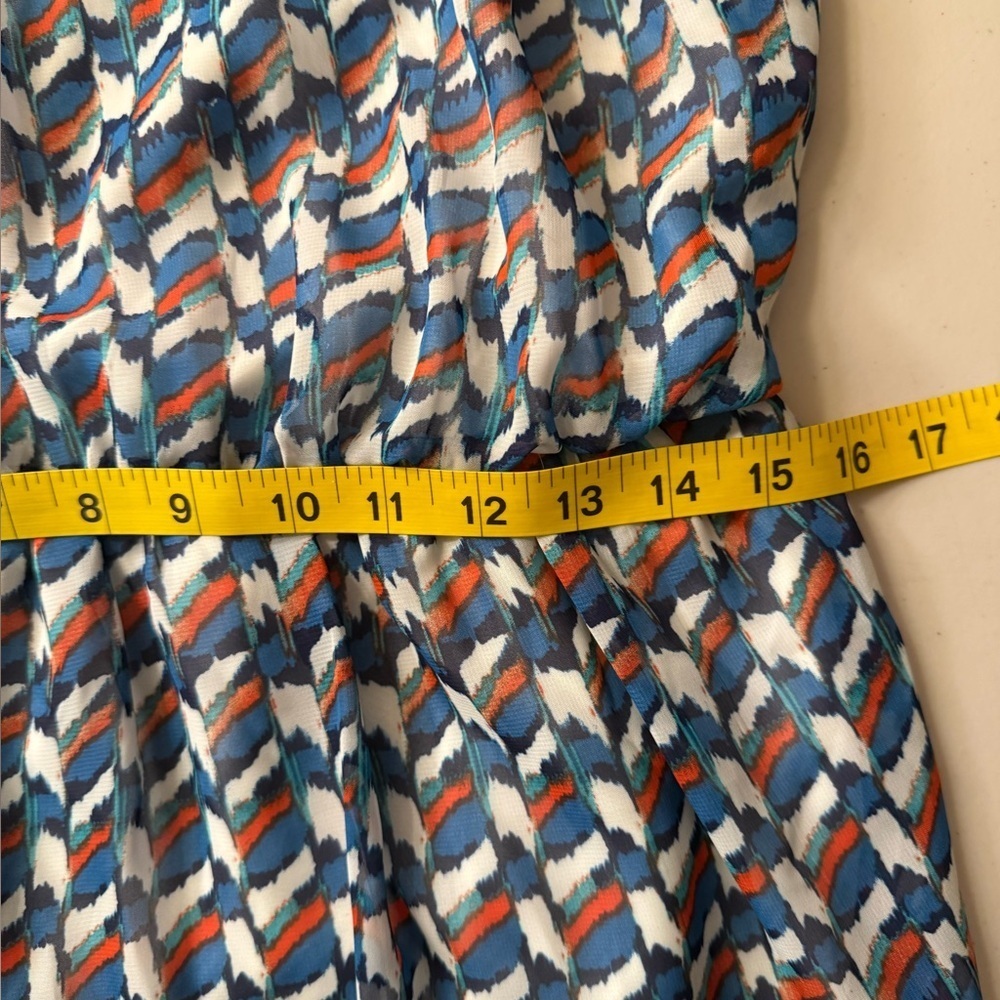 As U Wish Geometric Halter Mini Dress - Blue and White - Picture 4 of 7
